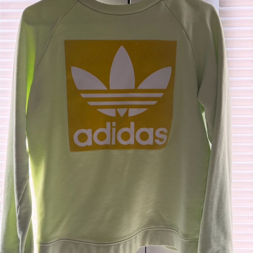 Adidas Women's Light Yellow Crew Neck Sweater